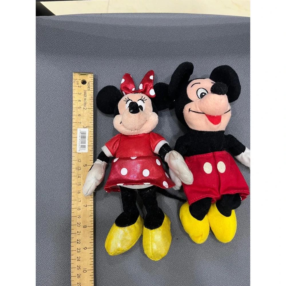 Disney Mickey Minnie Mouse Plush Set Unisex 9in Red Good‎ Classic Polka Dot Bow